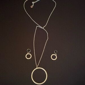 Silver and rhinestone necklace/earring set